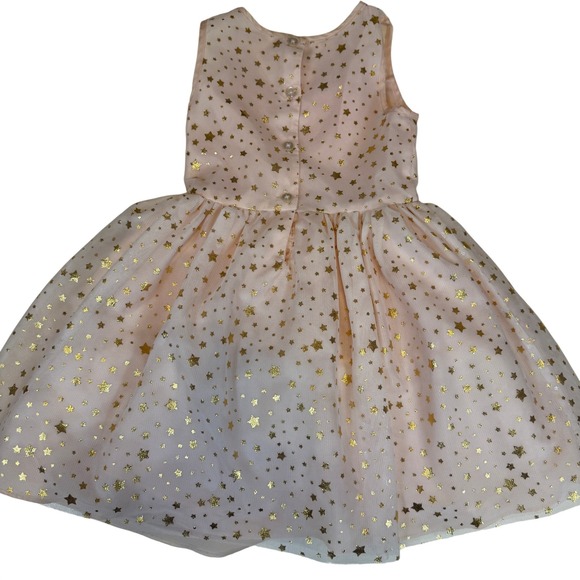 Pippa & Julie Pastourelle Girls Peach Gold Foil Star Tulle Party Dress Size - Picture 5 of 7